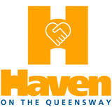Orange "H" with handshake icon above "Haven on the Queensway" text.
