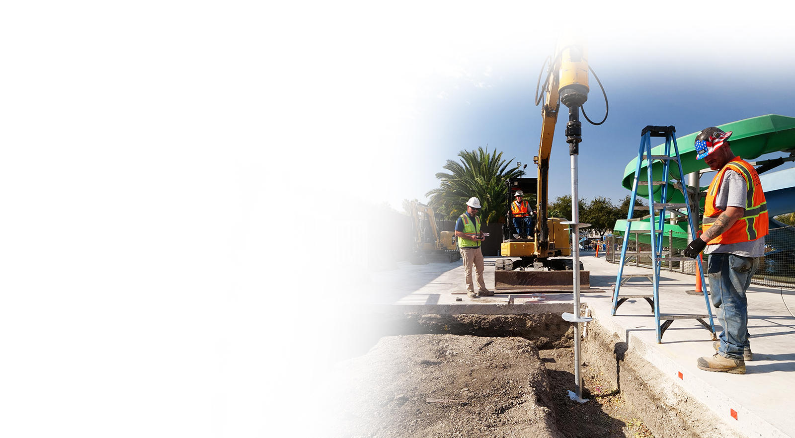 Groundworks Commercial Crew Installs Heilical piers
