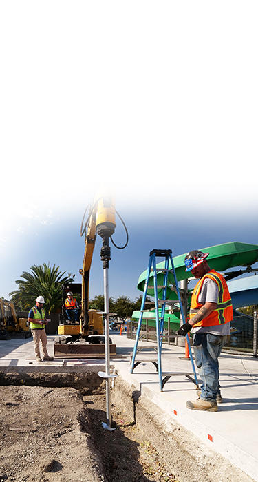 Groundworks Commercial Crew Installs Heilical piers