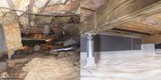 Before and after crawlspace encapsulation.