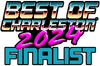 Best of Charleston 2024 Finalist" in bold, colorful text on a gradient background.
