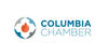 Columbia Chamber logo with a circular design featuring a flame in the center.