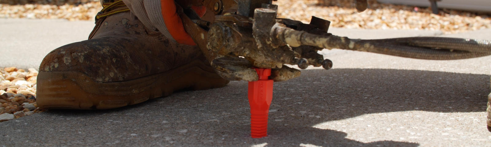 Polyrenewal injection for concrete lifting close up.