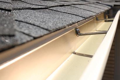 Close-up of new gutter.