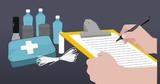 graphic representing person with checklist and first aid kit