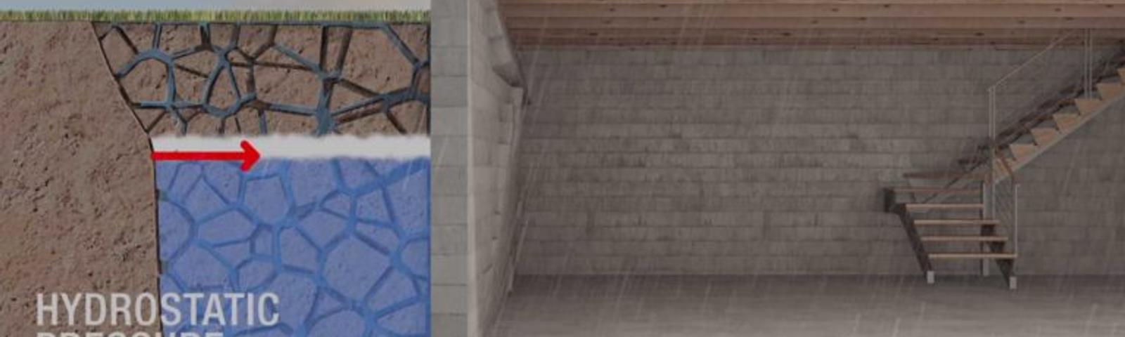 3d cut out of hydrostatic pressure causing bowing basement walls