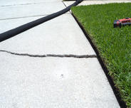 Cracked concrete patio