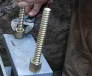 Close up tightening of pier screw