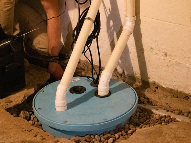 sump pump installed