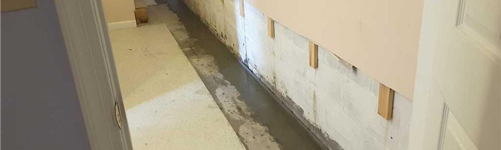 Interior drainage installed in basement