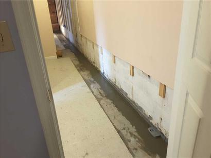 Interior drainage installed in basement