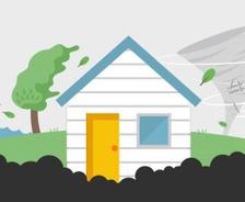 illustration of a house damaged during storms