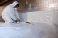 FRS crew member installing crawl space encapsulation