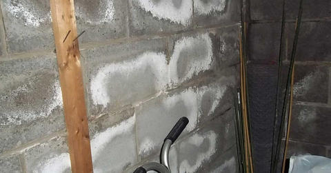efflorescence on brick wall