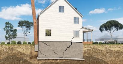 3D cut out of foundation settlement