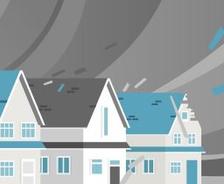 graphic depicting wind and home damage during a storm