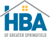 Logo of HBA of Greater Springfield with a stylized roof and window.
