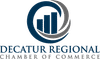 Logo of Decatur Regional Chamber of Commerce with stylized bar chart and curved lines.