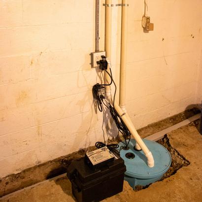 Sump pump and drainage install in basement.