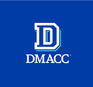 Blue background with a large letter "D" and "DMACC" written below in white text.