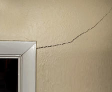 corner crack on upper frame of door