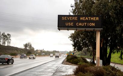 Storm warning street sign.