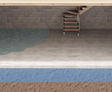 Water intrusion on the basement floor illustration.