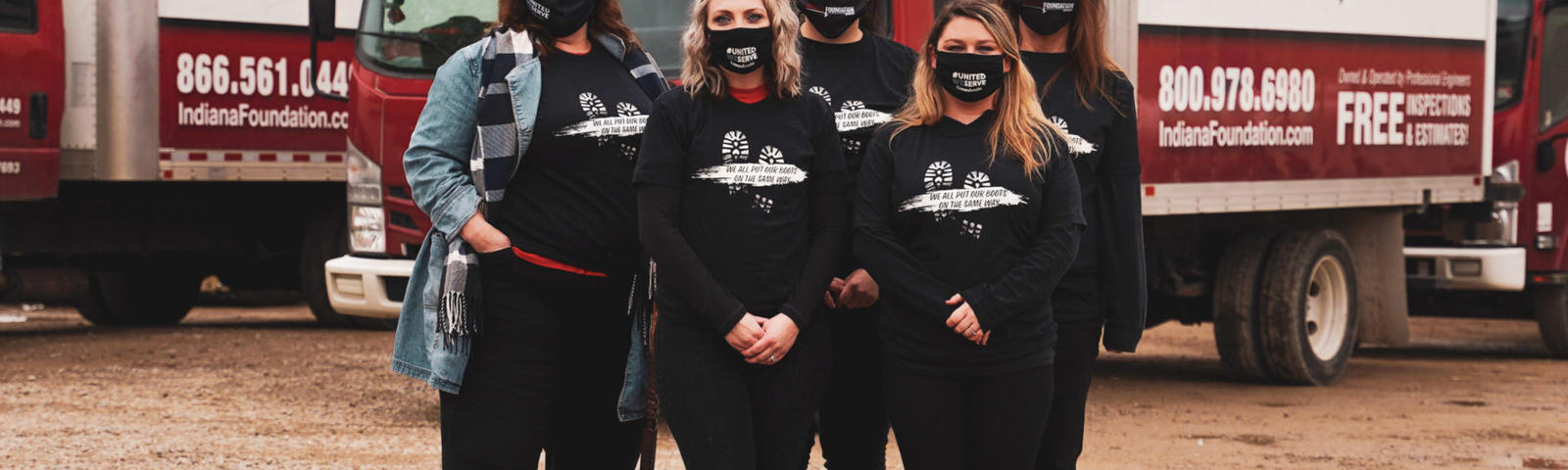 IFS Admin in COVID mask outside with supply truck