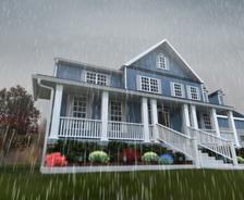 rain falling on a house