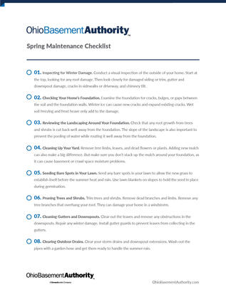 Spring Maintenance Checklist 1-8