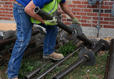 A worker doing a foundation repair job.