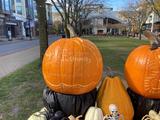 Ohio Basement Authority logo carved into a pumpkin at the Tricks and Treats at Crocker Park event