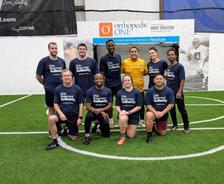 the Ohio Basement Authority adult soccer team at the Resolute Athletic Complex