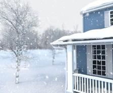 snow on house