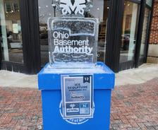 Ohio Basement Authority ice sculpture at the annual Crocker Park Ice Festival
