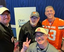 Ohio Basement Authority employees stand together at the ESPN Draft Party 2026